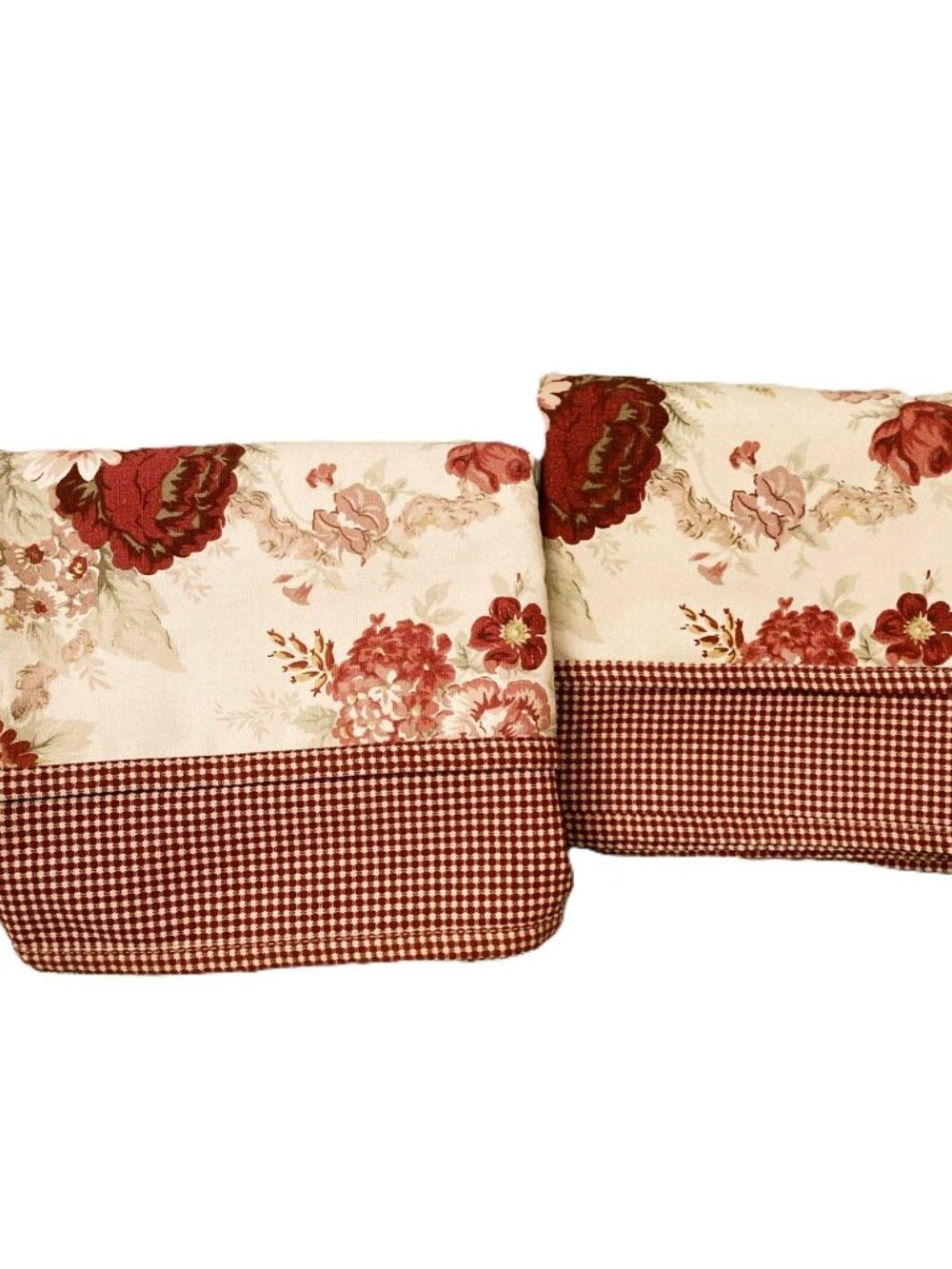 Waverly Garden Room Norfolk Rose Crimson Gingham Window Valances 72x18 set of 2 - Picture 2 of 5